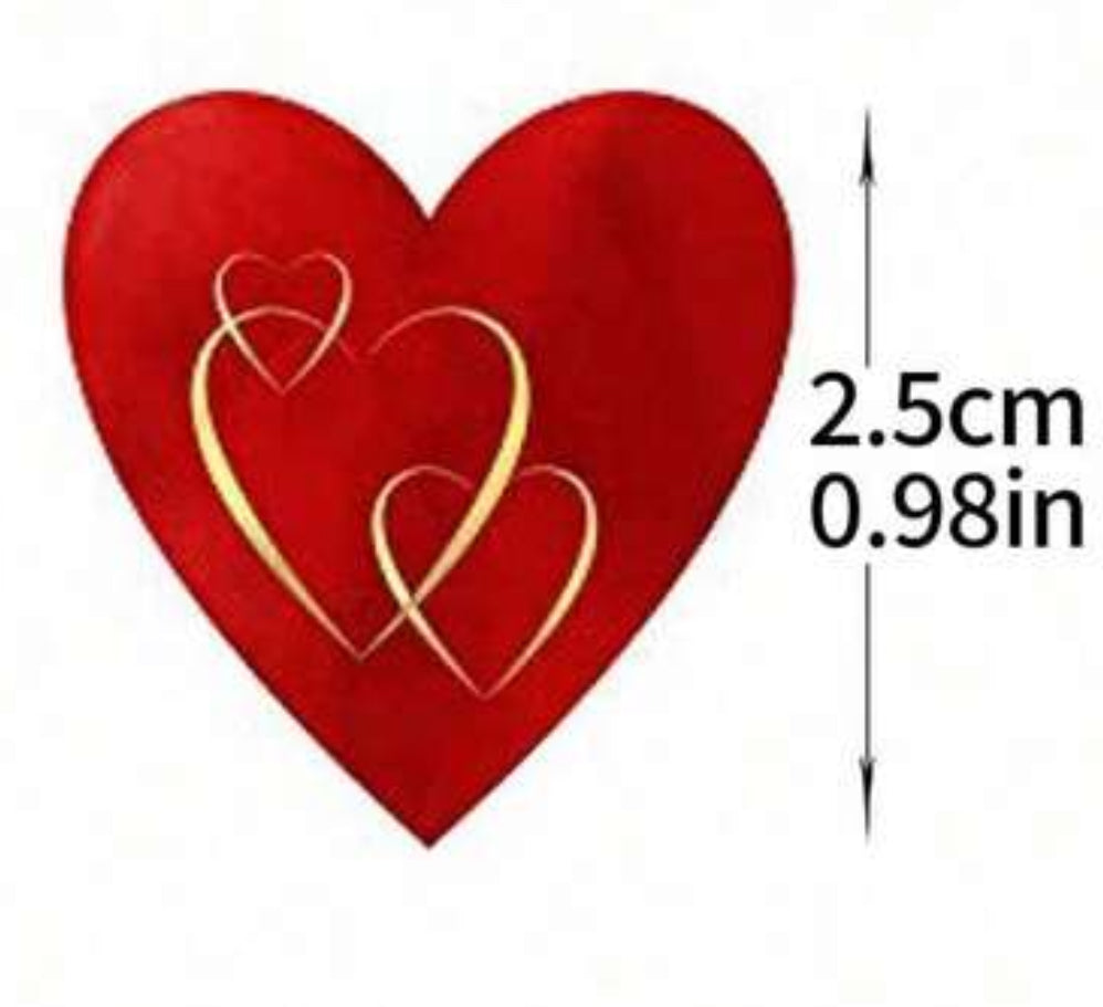 STICKER CORAZONES ROJOS DE 1”