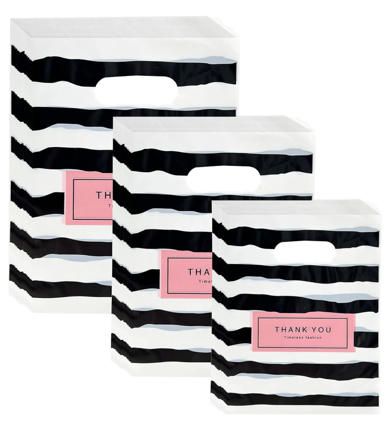 10 Bolsas de Agradecimiento Blanca , Negra y Rosa