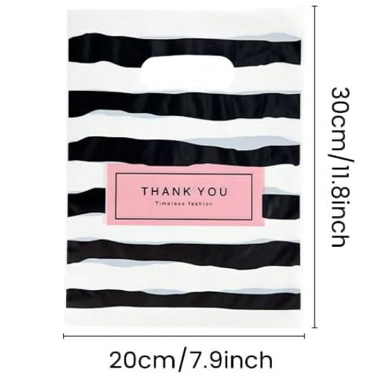 10 Bolsas de Agradecimiento Blanca , Negra y Rosa